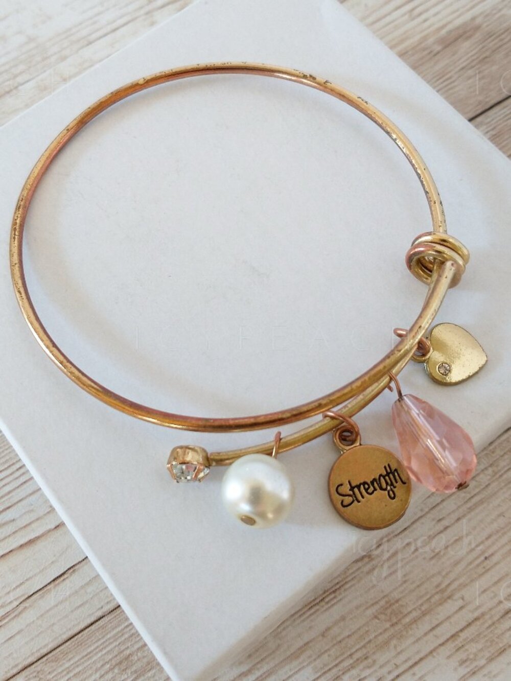 Ulta Strength Charm Bracelet Beaded Bangle Breast Cancer Awareness Jewelry